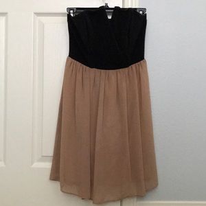 Tan and black tube top dress